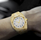MISSFOX watch hip-hop high-end full diamond waterproof calendar men's watch V301 quartz watch