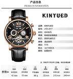 KINYUED Automatic Skeleton Mechanical Watch Fashion Leather Waterproof Men's Watch JYD-J017