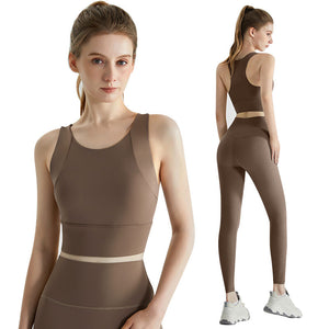 New High Strength Sports Bra Tank Top High Waist and Hip Lifting Running Pants Fitness Yoga Suit Set WXM236+CKM323
