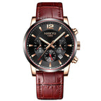 NIBOSI 2329 Watch Quartz Watches Men Luxury Brand Golden Clock Male Casual Business Leather Waterproof Watch Leath belt