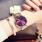 GUOU women's watch purple large dial European and American fan fashion simple quartz watch Roman graduated steel band watch women