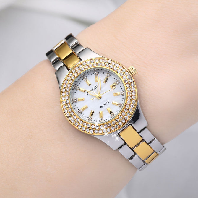 New women's watch female student Korean version trend full diamond and diamond women's watch waterproof fashion quartz steel belt watch women 2021