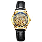 LAOGESHI dragon and phoenix couple watch mechanical hollow luminous leather watch automatic mechanical watch 3688