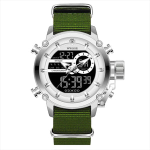 WWOOR New Waterproof Fashion Quartz and Digital Nylon Watch Men's Sports Style Men's Watch 8882