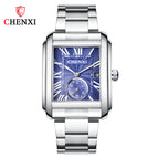 CHENXI Men's watch New Square Steel Band Watch fashion casual waterproof calendar quartz men's casual watch CX-8216