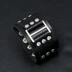 Men's Punk Wide Genuine Leather Big Buckle Rivet Cuff Wristband Bracelet Bangle Punk Style Men's Wide Leather Bracelet