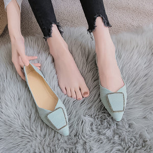 Pointed single shoes women's spring 2022 new flat bottom shallow mouth single Korean version leisure soft bottom pea shoes women's a222-10