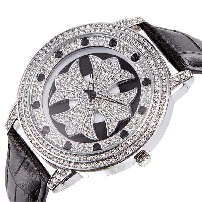 2022 fashion trend double layer fortune men's steel strap large dial rotary watch diamond inlaid watch women