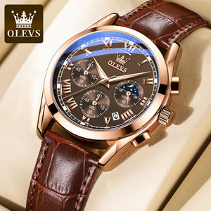 OLEVS watch multi-function sports three-eye six-pin chronograph watch waterproof luminous men's watch 2871