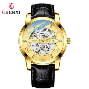 Chenxi Men's Skeleton Automatic Mechanical Watch leather Fashion Business Waterproof Watch CX-8802