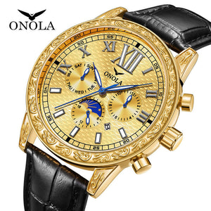 Onola Fashion Live New Daikin Watch Multi-Function Automatic Mechanical Leather Watch Men