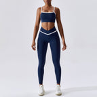 Stitching Contrast Color Yoga Clothes Skinny Running Sports Quick-Drying Fitness Yoga Wear Two-Piece Set Female 8007