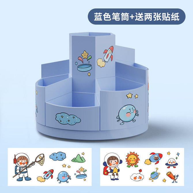 360 degree rotary 7-grid pen holder student creative football rotary pen holder desktop storage plastic storage box