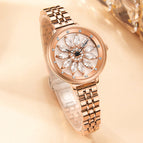 Time to run watch women's 2022 new light luxury niche hollow diamond-encrusted leather ladies watch Y5038