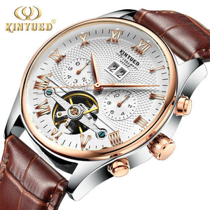 KINYUED Swiss Automatic Skeleton Tourbillon Mechanical Watch Men's Classic Mechanical Watch JYD-J012