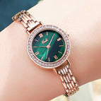 GEDI new watch women's light luxury fashion round quartz small green watch student Bracelet women waterproof watch 22001 steel