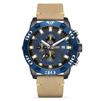 Megir Men's Watch Timing Luminous Leather Large Dial Watch Sports Quartz Watch 2136G