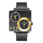 Oulm watch for men Square Personality Casual Large Dial Men's Watch Double Time Zone Steel Band Quartz Watch HP5024