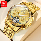 OLEVS men's watch Chilam celebrity endorsement multifunctional automatic mechanical watch hollow men's watch 6607