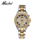 MISSFOX Women's Watch Round Alloy European Classic Fashion Quartz Diamond Women's Watch 1846