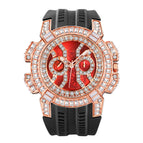 MISSFOX watch men's high-end fashion domineering personality full diamond large dial tape quartz watch V318