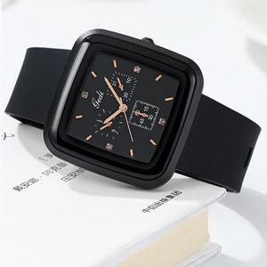 Gedi 51065 style square simple leisure silicon tape large dial fashion student quartz watch female