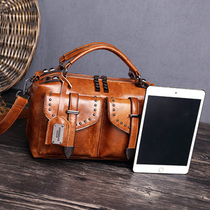 2021 retro new women bag oil wax leather handbag shoulder messenger fashion handbag 201