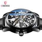 CHENXI2021 New Hollow Automatic Mechanical Watch Men's Waterproof Leather Strap Luminous business men casual Watch CX-8812
