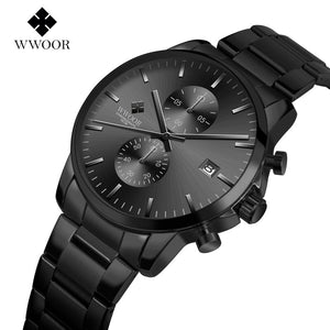WWOOR Men's Watch Trendy Steel Advanced Men's Watch Simple Quartz Waterproof Men's Watch 8844