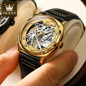 OLEVS men's watch automatic mechanical watch hollow light luxury gypsophila men's watch 6651JT