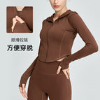 Yoga Sports Jacket Long-Sleeved Women's Workout Clothes Women's yogaTops Zipper Hooded Mesh Hollow running Breathable Yoga Clothes DSL408