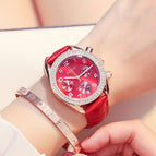 Hong Kong GUOU 8103 Disc Large Dial Quartz Watch Personality Multifunctional Three Eyes Full Diamond Belt Watch