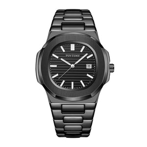 PINTIME 1520Full Steel Mens Watches Top Brand Luxury Gold Casual Quartz Male Wristwatch Waterproof Military Watch Men Calendar Clock