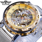 Winner Watch Men's Fashion Casual Classic Popular Rhinestone Hollow Mesh Belt Manual Mechanical men Watch SLZg91