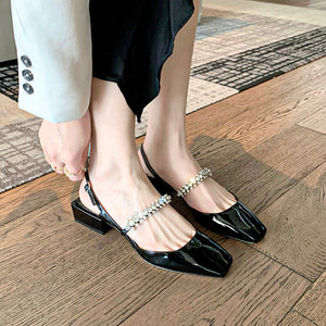 Studiolee sandals women's outer wear 2022 spring new one word with square toe shoes soft leather women AK-2