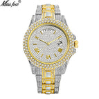 Missfox V320A watch fashion double calendar business full diamond quartz men's casual watch