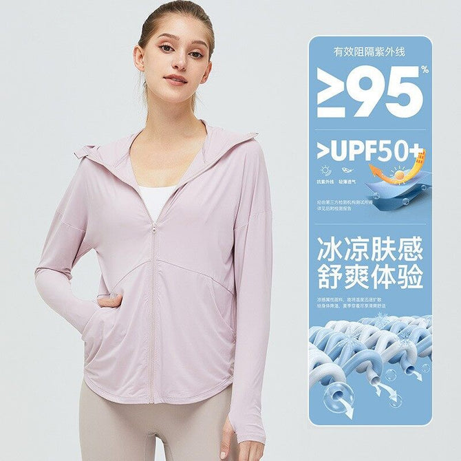 Outdoor Cool Feeling Sun Protective Clothes Coat Women's Breathable Quick-Drying Uv-Proof Sports Top Slim Fit Sun-Protective Clothing
