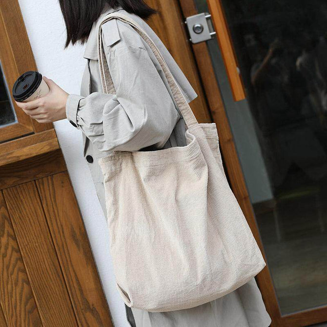 Korean fashion large capacity shopping bag leisure literature Canvas Handbag simple retro corduroy single shoulder women's bag sr111-3