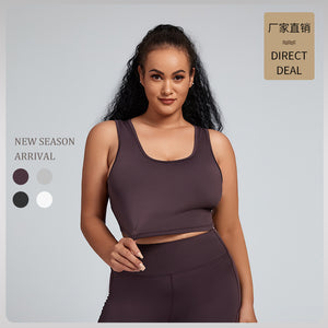 New Large Size Yoga Sports Solid Color Sweat-Absorbent Quick-Drying sports Bra Pullover Sports Vest yoga fitness Top DB7032