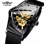 New Winner European American Style Men's Fashion Casual Hollow Triangle Automatic Mechanical men Watch SLZg121