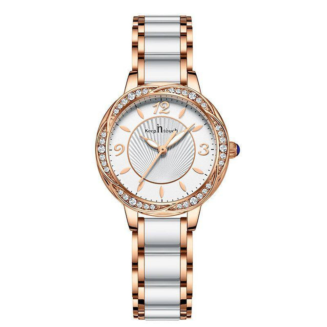 New Light Luxury Fashion Steel Band Butterfly Buckle Ceramic Ladies Watch Luminous Waterproof Watch Women K-8049L