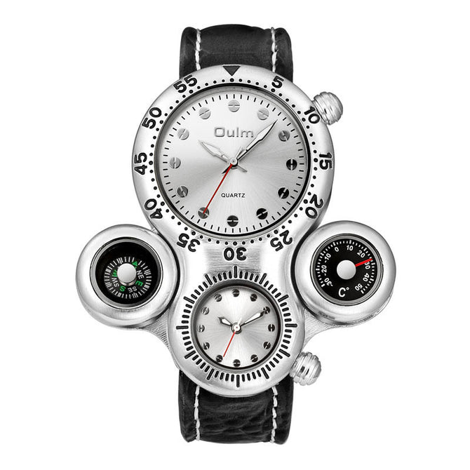 Oulm Ouli Men's Watch Compass multifunctional sports Watch leahter Casual Quartz Watch 1149