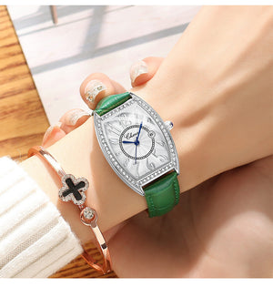 CHENXI Ladies Watch Women's Watch Fashion Bucket Diamond Leather Waterproof Watch CX319