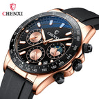 Chenxi 2022 Silicone Band Watch Men's Multifunctional Three Eyes Six Hands Moon Phase Chronograph Watch CX-958