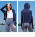 2022 women's ice silk sunscreen clothing summer thin UV protection loose large size sunscreen shirt hooded sunscreen clothing 8268