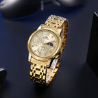 BESTWIN Sun Moon Star Six-Pin Movement Men's Watch fashion Classic calendar Men's quartz Watch 926