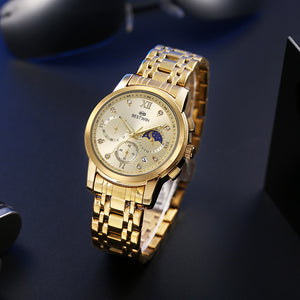 BESTWIN Sun Moon Star Six-Pin Movement Men's Watch fashion Classic calendar Men's quartz Watch 926