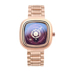 Guou8150 square European and American fashion steel band waterproof watch calendar personality trend men's and women's neutral couple Watch