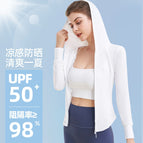 Spring and Summer Cool Feeling Sun Protection Sports Coat Women's Slim Fit Slimming Zipper Hoodie Running Quick-Drying Top MZ21