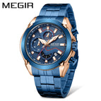 Megir Men's Watch fashion Large Dial Chronograph Calendar Luminous Waterproof Steel Belt Men's Watch 2065